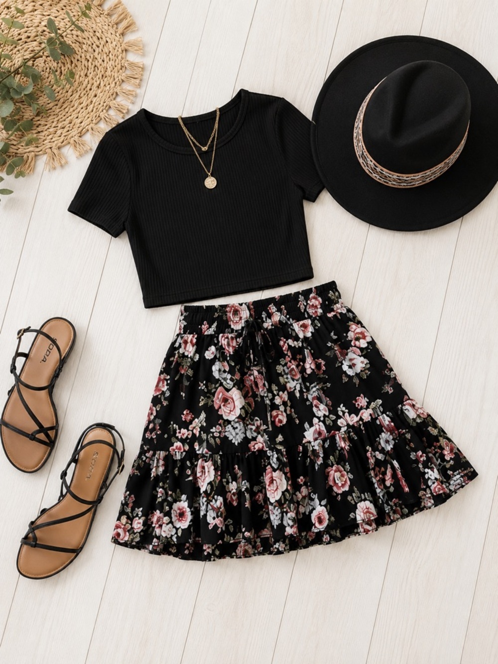 Floral Ruffle Mini Skirt Coquette Cottagecore Boho Feminine